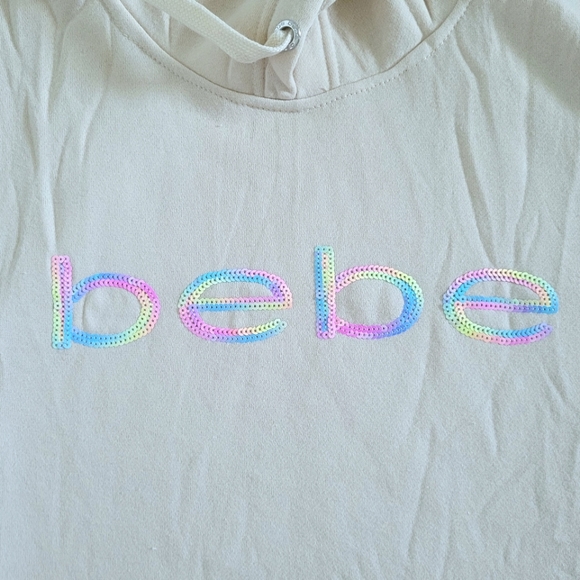 bebe Sport⛹️ Rainbow🌈 Sequin Logo Hoodie with Thumb👍 Holes - NWT - Picture 3 of 16